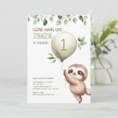 Cute Watercolor Sloth Kids Birthday Party  Kaart (Staand voorkant)