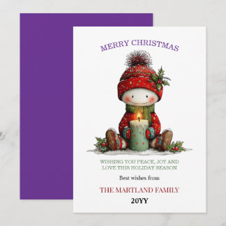 Cute Watercolor Snowman Christmas Card Feestdagenkaart