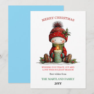 Cute Watercolor Snowman Christmas Card Feestdagenkaart