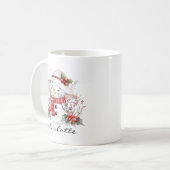 Cute Watercolor Snowman Greenery Christmas Koffiemok (Voorkant links)