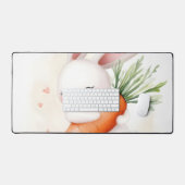 Cute Watercolor Spring Bunny Carrot Bureaumat (Keyboard & Muis)