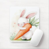 Cute Watercolor Spring Bunny Carrot Muismat (Met muis)