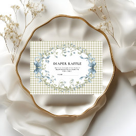 Cute Watercolor Squirrel Gingham Diaper Raffle  Informatiekaartje