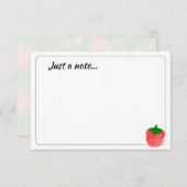 Cute Watercolor Strawberry Custom Just a Note Notitiekaartje (Voorkant / Achterkant)