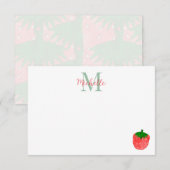Cute Watercolor Strawberry Custom Monogram Notitiekaartje (Voorkant / Achterkant)