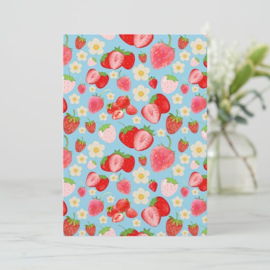 Cute Watercolor Strawberry Seamless Pattern Kaart (Staand voorkant)