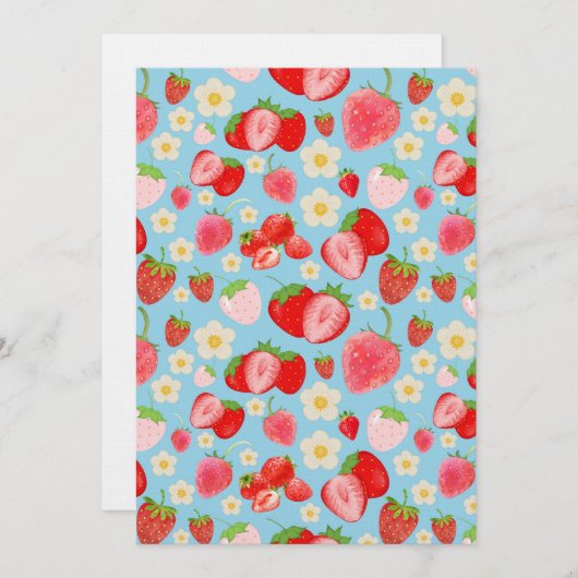 Cute Watercolor Strawberry Seamless Pattern Kaart (Voorkant / Achterkant)