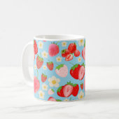 Cute Watercolor Strawberry Seamless Pattern Koffiemok (Voorkant links)