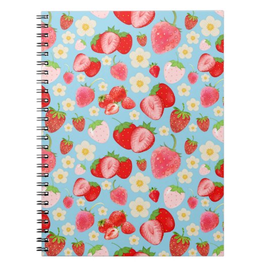 Cute Watercolor Strawberry Seamless Pattern Notitieboek (Voorkant)