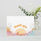 Cute Watercolor Sun and Sparkles Doodle Bedankkaart (Staand voorkant)