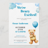Cute Watercolor Teddy Bear Balloon Baby Shower Kaart (Voorkant)