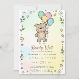 Cute Watercolor Teddy bear Illustration babyshower Kaart