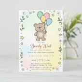 Cute Watercolor Teddy bear Illustration babyshower Kaart (Staand voorkant)