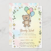 Cute Watercolor Teddy bear Illustration babyshower Kaart (Voorkant / Achterkant)