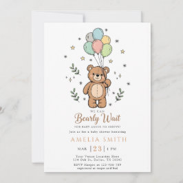 Cute Watercolor Teddy bear Illustration babyshower Kaart