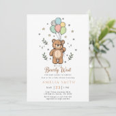 Cute Watercolor Teddy bear Illustration babyshower Kaart (Staand voorkant)