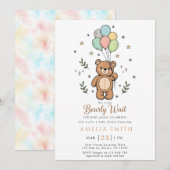 Cute Watercolor Teddy bear Illustration babyshower Kaart (Voorkant / Achterkant)