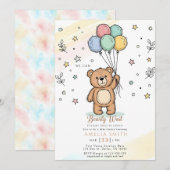 Cute Watercolor Teddy bear Illustration babyshower Kaart (Voorkant / Achterkant)