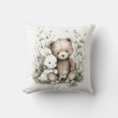 Cute Watercolor Teddy Bear with Rabbit Kussen (Voorkant)