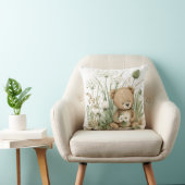 Cute Watercolor Teddy Bear with Wildflowers Kussen (Stoel)
