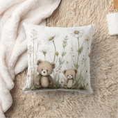 Cute Watercolor Teddy Bear with Wildflowers Kussen (Deken)