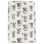 Cute Watercolor Teddy Bears with Balloons Medium Cadeauzakje (Voorkant)