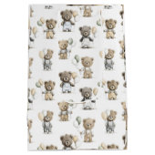 Cute Watercolor Teddy Bears with Balloons Medium Cadeauzakje (Achterkant)