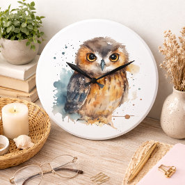 Cute Watercolor Uil Grote Klok