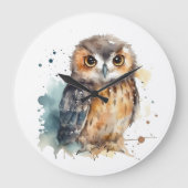 Cute Watercolor Uil Grote Klok (Voorkant)