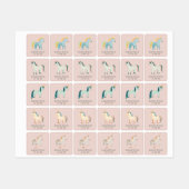 Cute Watercolor Unicorn Pink Girl Name Labels (Vel)