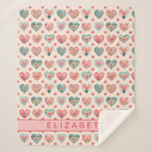 Cute Watercolor Valentine Heart Pattern Sherpa Deken (Voorkant)