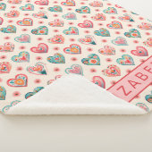 Cute Watercolor Valentine Heart Pattern Sherpa Deken (3/4)