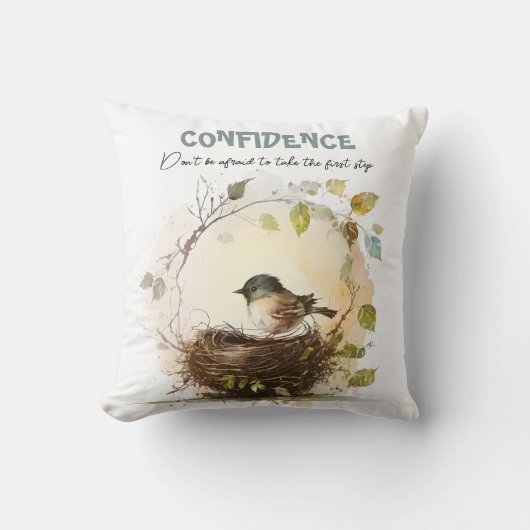 Cute Watercolor Vogelkinderkamer Motivatie Kussen (Voorkant)