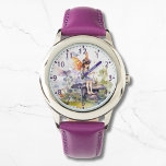 Cute Watercolor Woodland Fairy Butterfly Floral Horloge<br><div class="desc">Cute Watercolor Woodland Fairy Butterfly Floral Kids Girly eWatch Watches features a cute woodland fairy with butterflies and flowers. Created by Evco Studio www.zazzle.com/store/evcostudio</div>