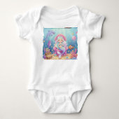 Cute Watercolor Zeemeermin Onder de Zee Bodysuit (Voorkant)