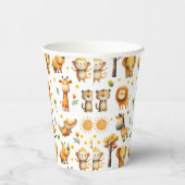 Cute Watercolor ZOO Jungle Safari Animals Pattern Papieren Bekers (Rechts)