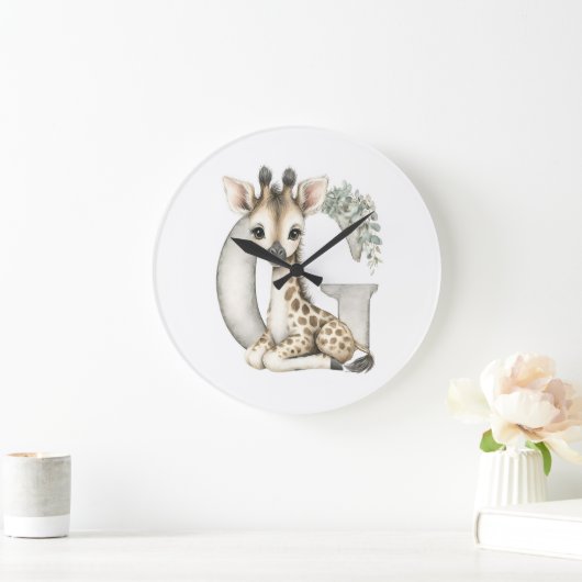 Cute watercolour baby animal alphabet Giraffe Grote Klok (Huis)