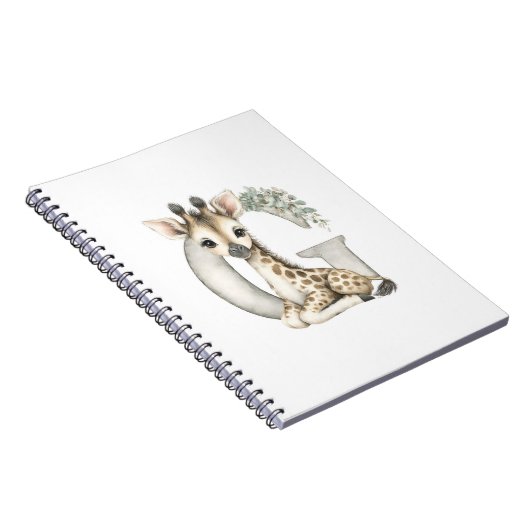 Cute watercolour baby animal alphabet Giraffe Notitieboek (Rechterzijde)