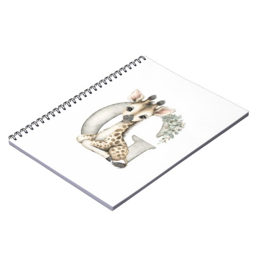 Cute watercolour baby animal alphabet Giraffe Notitieboek (Linkerzijde)