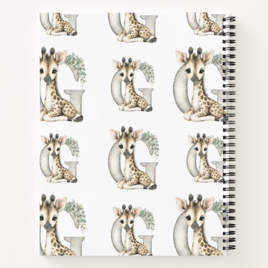 Cute watercolour baby animal alphabet Giraffe Notitieboek (Achterkant)