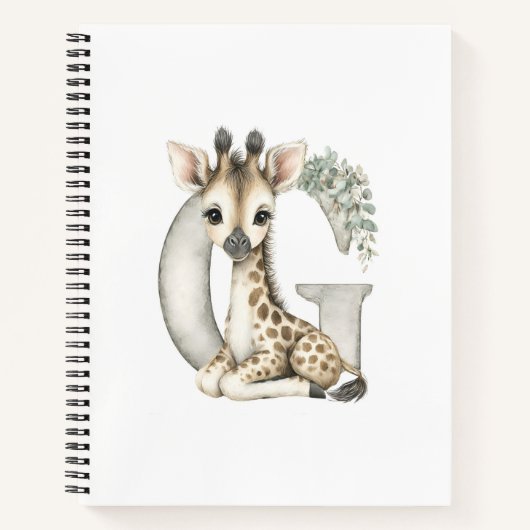 Cute watercolour baby animal alphabet Giraffe Notitieboek (Voorkant)