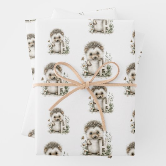 Cute watercolour baby animal alphabet Hedgehog Inpakpapier Vel (In situ)