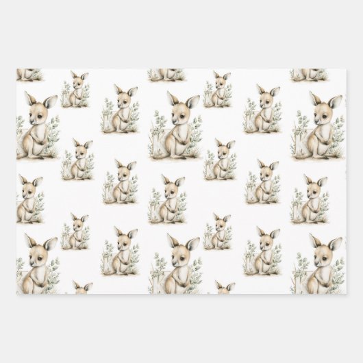Cute watercolour baby animal alphabet Kangaroo Inpakpapier Vel (Voorkant 3)