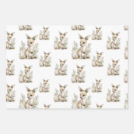 Cute watercolour baby animal alphabet Kangaroo Inpakpapier Vel (Voorkant 2)