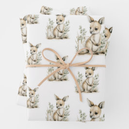 Cute watercolour baby animal alphabet Kangaroo Inpakpapier Vel