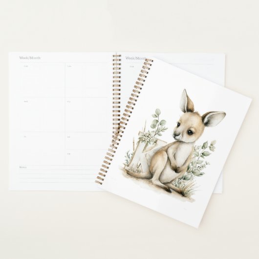 Cute watercolour baby animal alphabet Kangaroo Planner (Display)