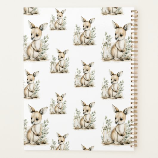 Cute watercolour baby animal alphabet Kangaroo Planner (Achterkant)