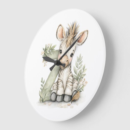 Cute watercolour baby animal alphabet Zebra Grote Klok (Hoek)