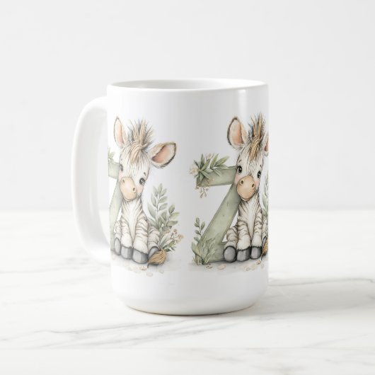 Cute watercolour baby animal alphabet Zebra Koffiemok (Voorkant links)