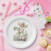 Cute watercolour baby animal alphabet Zebra Papieren Bordje (Feest)